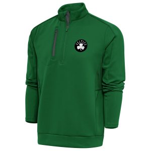 Antigua Boston Celtics Kelly Green Metallic Logo Fabulous Generation Quarter Zip Top