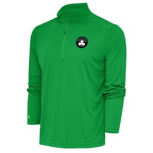 Antigua Boston Celtics Kelly Green Metallic Logo Tribute Quarter Zip Top Eye - catching