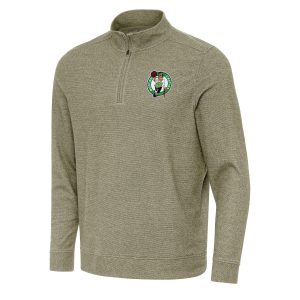 Antigua Boston Celtics Olive Subtle Trendy Quarter Zip Sweatshirt