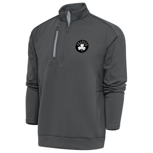 Antigua Boston Celtics Pewter Metallic Logo Elegant Generation Quarter Zip Top
