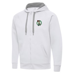 Antigua Boston Celtics White Big & Tall Elegant Victory Full Zip Hoodie Jacket