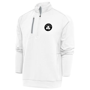 Antigua Boston Celtics White Unique Metallic Logo Generation Quarter Zip Top