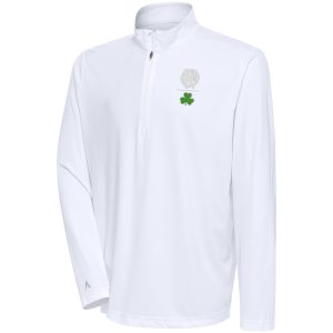 Antigua Boston Celtics White Shamrock Tribute Quarter Zip Pullover Unique Top