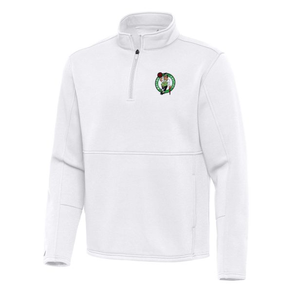 Antigua Boston Celtics White Twist Quarter Unique Zip Pullover Top