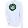 Antigua Boston Celtics White Victory Trendy Crewneck Pullover Sweatshirt