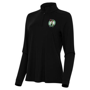 Antigua Boston Celtics Women's Black Intent Quarter Gorgeous Zip Top