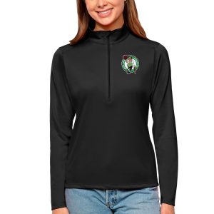 Antigua Boston Celtics Women's Black Unique Tribute Half Zip Top