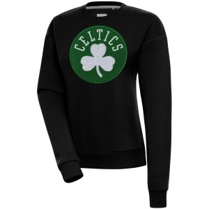 Antigua Boston Celtics Women's Black Victory Trendy Crewneck Pullover Sweatshirt