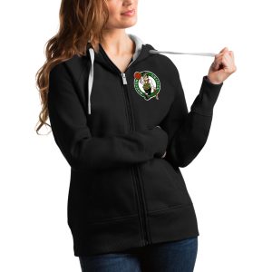 Antigua Elegant Boston Celtics Women's Black Victory Full Zip Hoodie