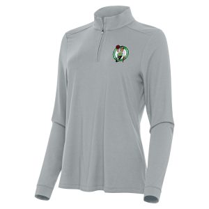 Antigua Boston Celtics Women's Fabulous Gray Intent Quarter Zip Top