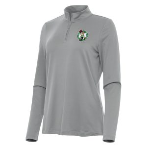 Antigua Elegant Boston Celtics Women's Gray Reprocess Quarter Zip Top