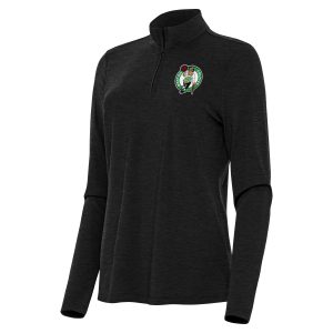 Antigua Chic Boston Celtics Women's Heather Black Bright Quarter Zip Top