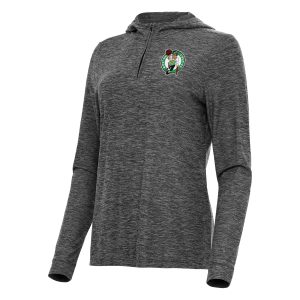 Antigua Boston Celtics Women's Heather Chic Black Daybreak Quarter Zip Hoodie
