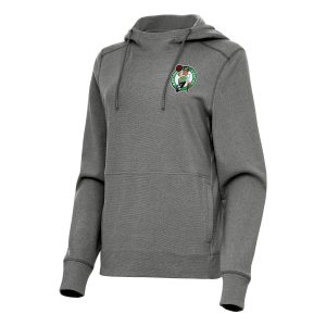 Antigua Boston Celtics Women's Heather Charcoal Justice Stylish Pullover Hoodie