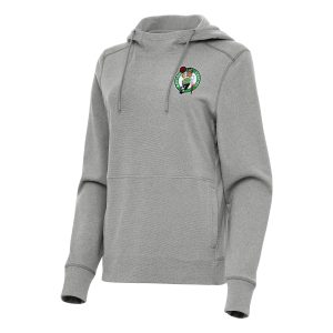 Antigua Boston Chic Celtics Women's Heather Gray Justice Pullover Hoodie