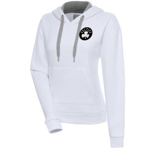 Antigua Boston Celtics Women's White Brushed Metallic Victory Pullover Hoodie Gorgeous