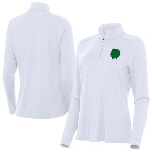 Antigua Premium Boston Celtics Women's White St. Patrick's Day Intent Quarter Zip Top