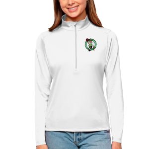 Antigua Boston Unique Celtics Women's White Tribute Half Zip Top