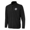 Antigua Brooklyn Fabulous Nets Black Perilous Quarter Zip Sweatshirt