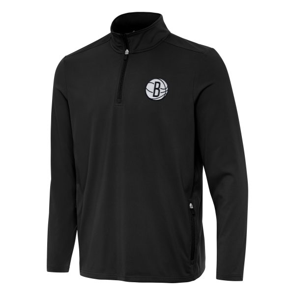 Antigua Brooklyn Fabulous Nets Black Perilous Quarter Zip Sweatshirt