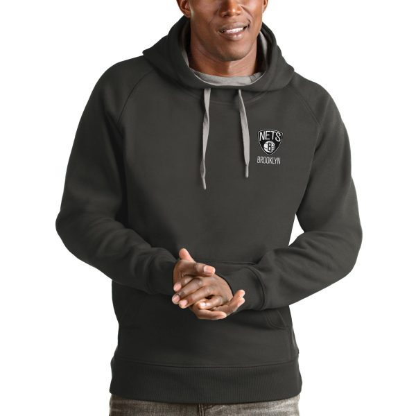 Antigua Brooklyn Trendy Nets Charcoal Victory Pullover Hoodie