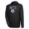 Antigua Brooklyn Nets Chic Heather Black Action Pullover Hoodie