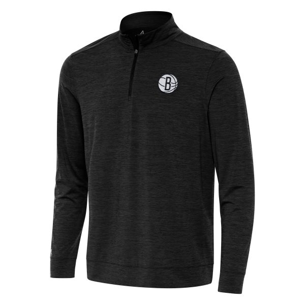 Antigua Trendy Brooklyn Nets Heather Black Bright Quarter Zip Top