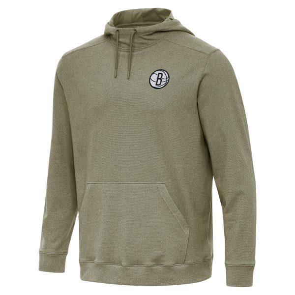 Antigua Brooklyn Fabulous Nets Heather Olive Cloud Pullover Hoodie