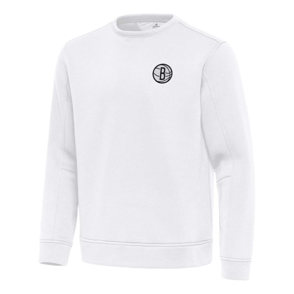 Antigua Eye - catching Brooklyn Nets White Relevant Pullover Sweatshirt