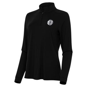 Antigua Brooklyn Stylish Nets Women's Black Intent Quarter Zip Top