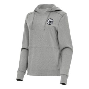 Antigua Brooklyn Chic Nets Women's Heather Gray Justice Pullover Hoodie