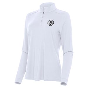 Antigua Brooklyn Nets Women's White Intent Premium Quarter Zip Top