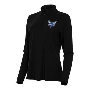 Antigua Charlotte Hornets Women's Black Intent Quarter Zip Top Eye - catching