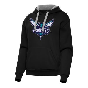 Antigua Charlotte Hornets Women's Black Victory Pullover Eye - catching Hoodie