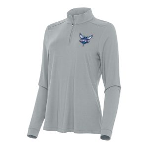 Antigua Charlotte Hornets Women's Gray Fabulous Intent Quarter Zip Top