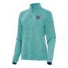 Antigua Charlotte Hornets Women's Heather Aqua Mentor Quarter Zip Mock Long Premium Sleeve Top