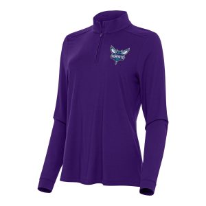 Antigua Charlotte Hornets Women's Purple Intent Quarter Zip Top Stylish