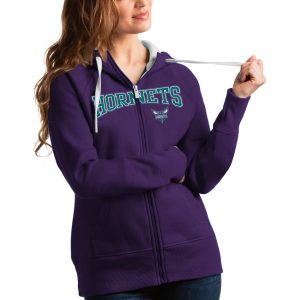 Antigua Charlotte Hornets Women's Purple Team Victory Chic Full Zip Hoodie