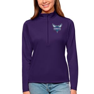 Antigua Charlotte Chic Hornets Women's Purple Tribute Half Zip Top
