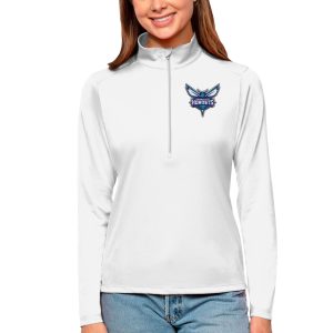 Antigua Charlotte Hornets Women's White Premium Tribute Half Zip Top