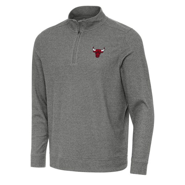 Antigua Fabulous Chicago Bulls Heather Black Subtle Quarter Zip Sweatshirt