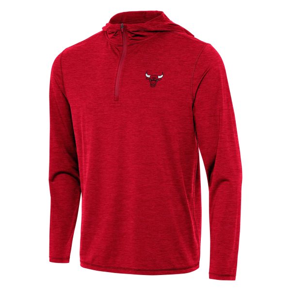 Antigua Chicago Bulls Heather Red Unique Tidy Quarter Zip Hoodie