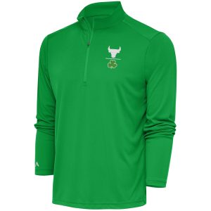 Antigua Chicago Bulls Chic Kelly Green Shamrock Tribute Quarter Zip Pullover Top