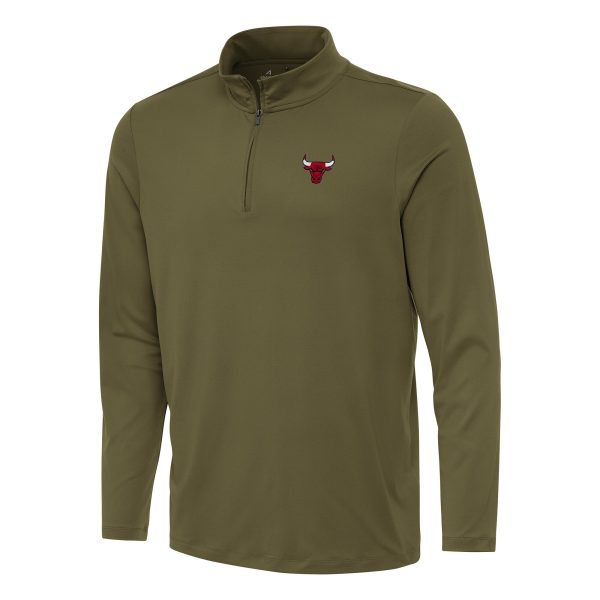 Antigua Chicago Bulls Olive Reprocess Quarter Trendy Zip Top