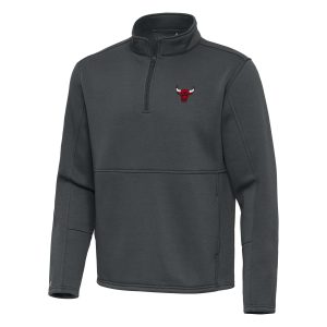 Antigua Chicago Bulls Trendy Pewter Twist Quarter Zip Pullover Top