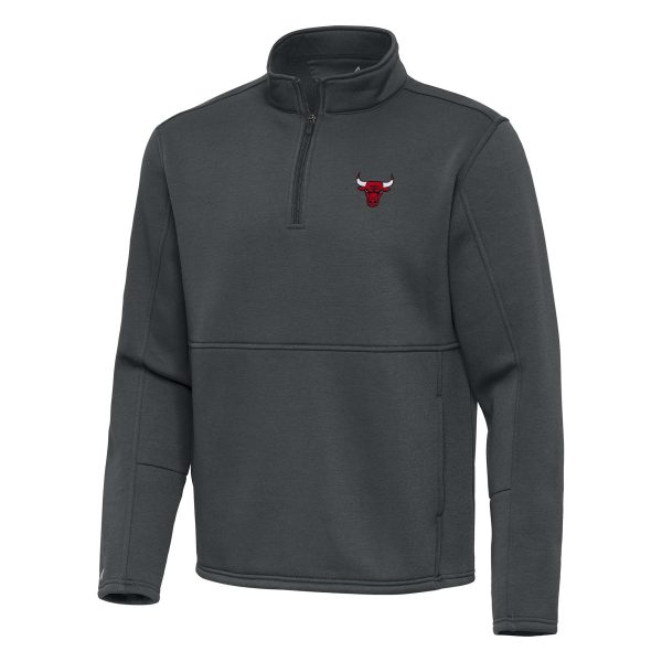 Antigua Chicago Bulls Trendy Pewter Twist Quarter Zip Pullover Top