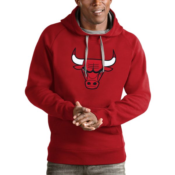Antigua Chicago Bulls Red Trendy Logo Victory Pullover Hoodie