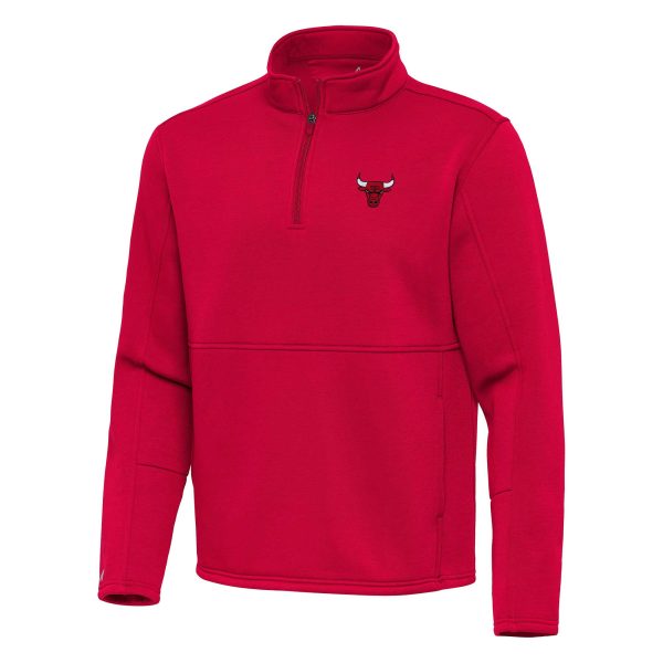 Antigua Chicago Bulls Red Twist Quarter Zip Pullover Top Stylish