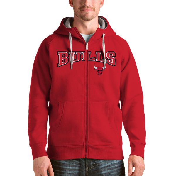 Antigua Chicago Eye - catching Bulls Red Victory Full Zip Hoodie