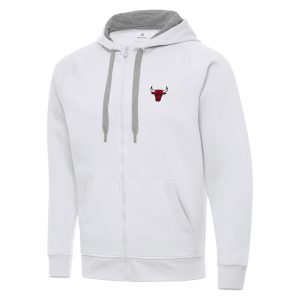 Antigua Chicago Bulls White Big & Tall Victory Full Eye - catching Zip Hoodie Jacket